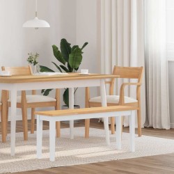 Banc 110 cm blanc bois massif caoutchouc 558604558604