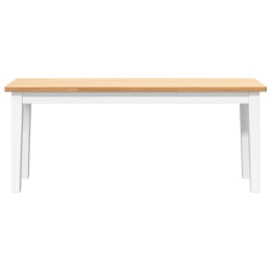 Banc 110 cm blanc bois massif caoutchouc 558604558604