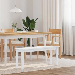 Banc 110 cm blanc bois massif caoutchouc 558605558605