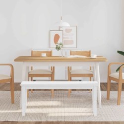Banc 110 cm blanc bois massif caoutchouc 558605558605