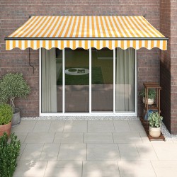 Auvent rétractable jaune et blanc 3,5x2,5 m tissu et aluminium 558612558612