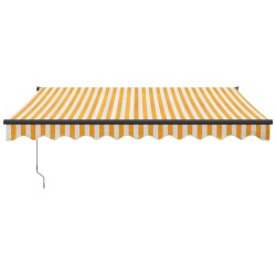 Auvent rétractable jaune et blanc 3,5x2,5 m tissu et aluminium 558612558612