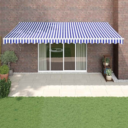 Auvent rétractable automatique bleu et blanc 5x3 m 558621558621
