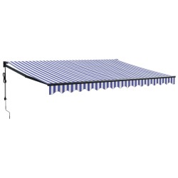 Auvent rétractable automatique bleu et blanc 4,5x3 m 558623558623