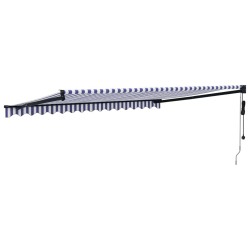 Auvent rétractable automatique bleu et blanc 4,5x3 m 558623558623