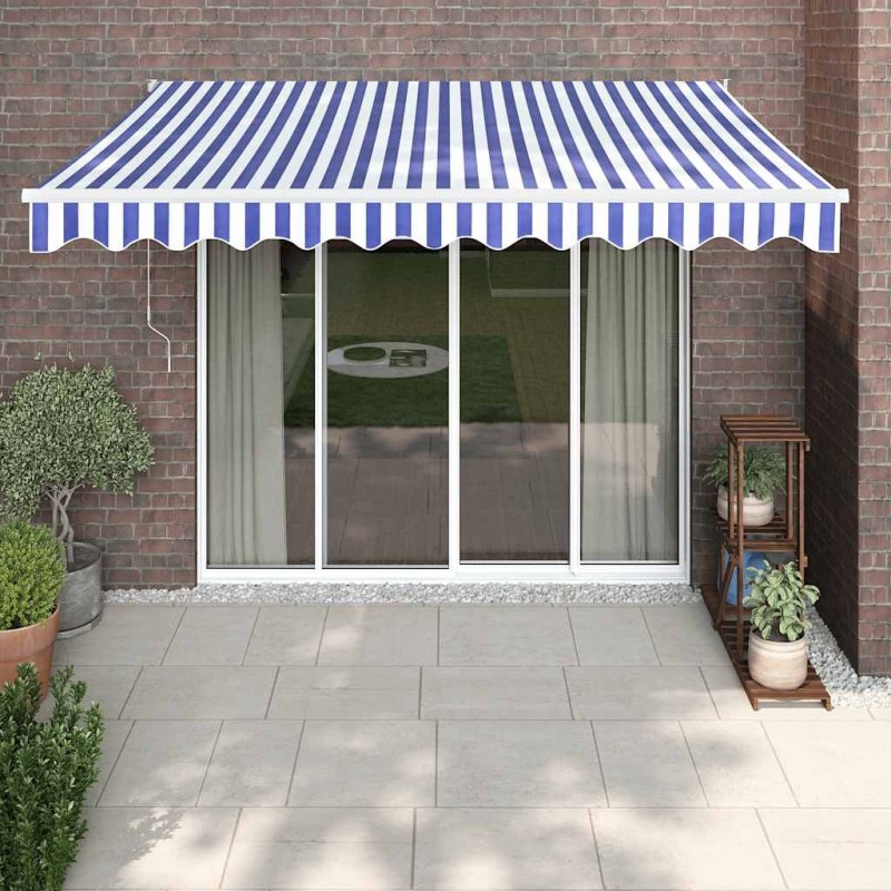 Auvent rétractable automatique bleu et blanc 3x2,5 m 558624558624