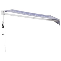 Auvent rétractable automatique bleu et blanc 3x2,5 m 558624558624