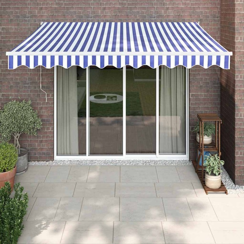 Auvent rétractable automatique bleu et blanc 3,5x2,5 m 558626558626