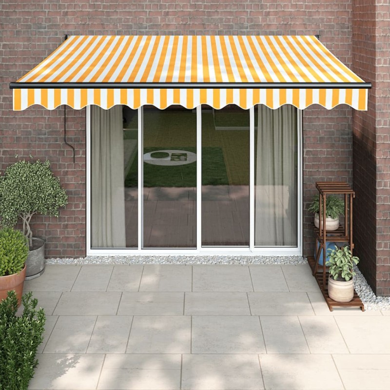 Auvent rétractable automatique jaune et blanc 3x2,5 m 558631558631