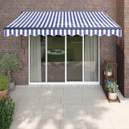 Auvent rétractable automatique bleu et blanc 3,5x2,5 m 558632558632