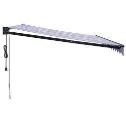 Auvent rétractable automatique bleu et blanc 4x3 m 558634558634