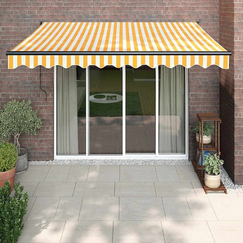 Auvent rétractable automatique jaune et blanc 3,5x2,5 m 558637558637