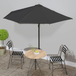 Parasol de balcon avec mât en aluminium Noir 300x155x223cm Demi 558675558675