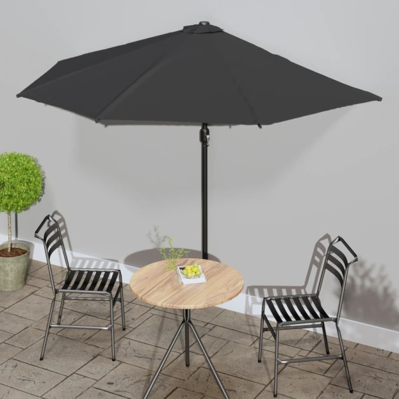 Parasol de balcon avec mât en aluminium Noir 300x155x223cm Demi 558675558675
