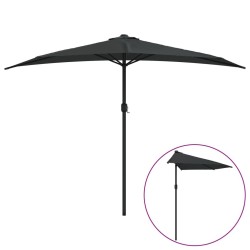 Parasol de balcon avec mât en aluminium Noir 300x155x223cm Demi 558675558675