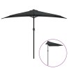 Parasol de balcon avec mât en aluminium Noir 300x155x223cm Demi 558675558675