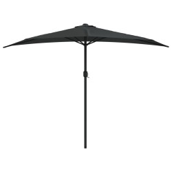 Parasol de balcon avec mât en aluminium Noir 300x155x223cm Demi 558675558675