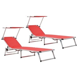 Chaises longues pliables et toit lot de 2 Aluminium textilène 558678558678