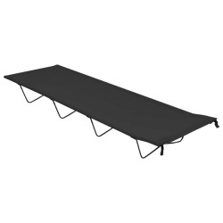 Lits de camping 2 pcs 180x60x19 cm Tissu Oxford et acier Noir 558689558689