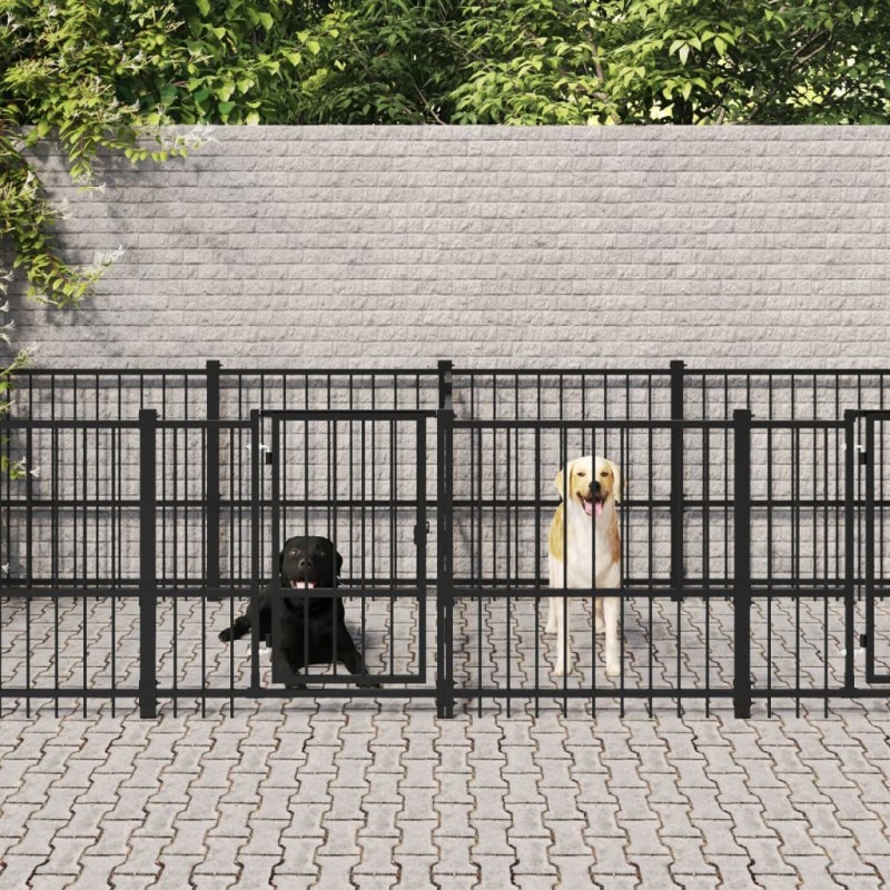 Chenil d'extérieur pour chiens Acier 7,51 m² 558692558692