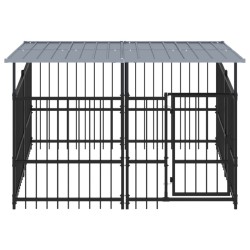 Chenil d'extérieur avec toit pour chiens Acier 3,75 m² 558695558695