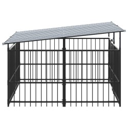 Chenil d'extérieur avec toit pour chiens Acier 3,75 m² 558695558695