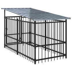Chenil d'extérieur avec toit pour chiens Acier 3,75 m² 558695558695