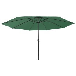 Parasol de jardin avec lumières LED et mât en métal 400 cm vert 558700558700