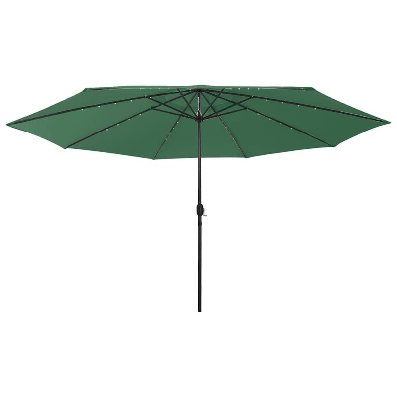 Parasol de jardin avec lumières LED et mât en métal 400 cm vert 558700558700