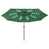 Parasol de jardin avec lumières LED et mât en métal 400 cm vert 558700558700