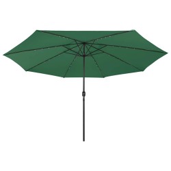 Parasol de jardin avec lumières LED et mât en métal 400 cm vert 558700558700