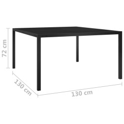Table de jardin 130x130x72 cm Noir Acier et verre 558711558711