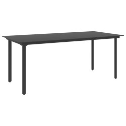 Table à dîner de jardin Noir 190x90x74 cm Acier et verre 558717558717