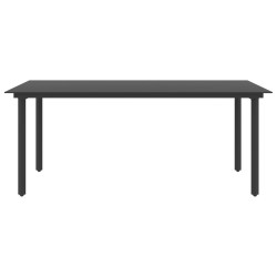 Table à dîner de jardin Noir 190x90x74 cm Acier et verre 558717558717