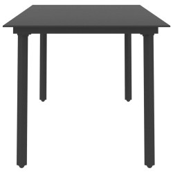 Table à dîner de jardin Noir 190x90x74 cm Acier et verre 558717558717