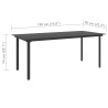 Table à dîner de jardin Noir 190x90x74 cm Acier et verre 558717558717