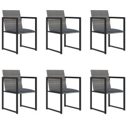 Salon de jardin 7 pcs avec coussins Résine tressée Gris 558723558723