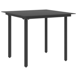 Table à dîner de jardin Noir 80x80x74 cm Acier et verre 558725558725