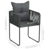 Chaises d'extérieur lot de 6 avec oreillers Résine tressée Noir 558727558727