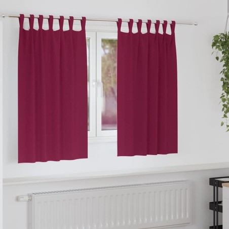 Rideaux occultants avec anneaux 2 pcs Bordeaux 140 x 140 cm 558764558764