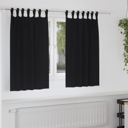 Rideaux occultants avec anneaux 2 pcs Noir 140 x 140 cm 558768558768