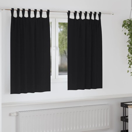 Rideaux occultants avec anneaux 2 pcs Noir 140 x 140 cm 558768558768