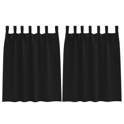 Rideaux occultants avec anneaux 2 pcs Noir 140 x 140 cm 558768558768