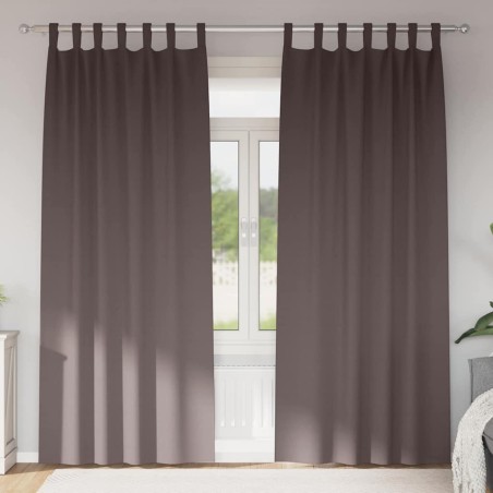 Rideaux occultants avec anneaux 2 pcs Marron foncé 225 x 140 cm 558774558774
