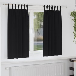 Rideaux occultants avec anneaux 2 pcs Noir 175 x 140 cm 558779558779