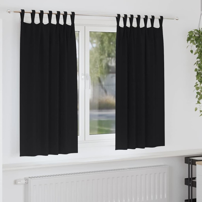 Rideaux occultants avec anneaux 2 pcs Noir 175 x 140 cm 558779558779