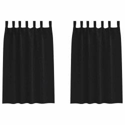 Rideaux occultants avec anneaux 2 pcs Noir 175 x 140 cm 558779558779
