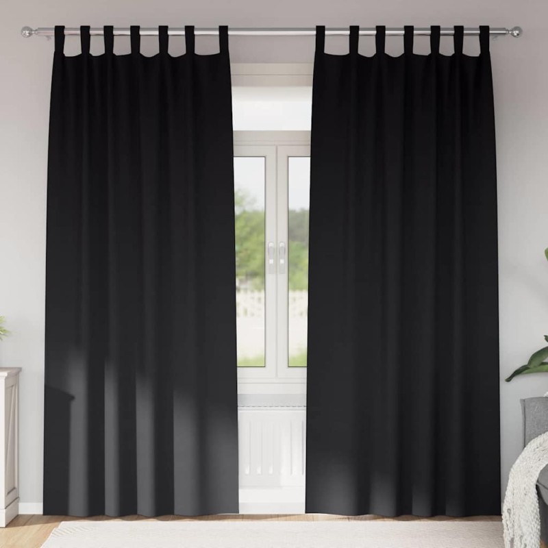 Rideaux occultants avec anneaux 2 pcs Noir 245 x 140 cm 558780558780
