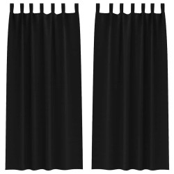 Rideaux occultants avec anneaux 2 pcs Noir 260 x 140 cm 558783558783