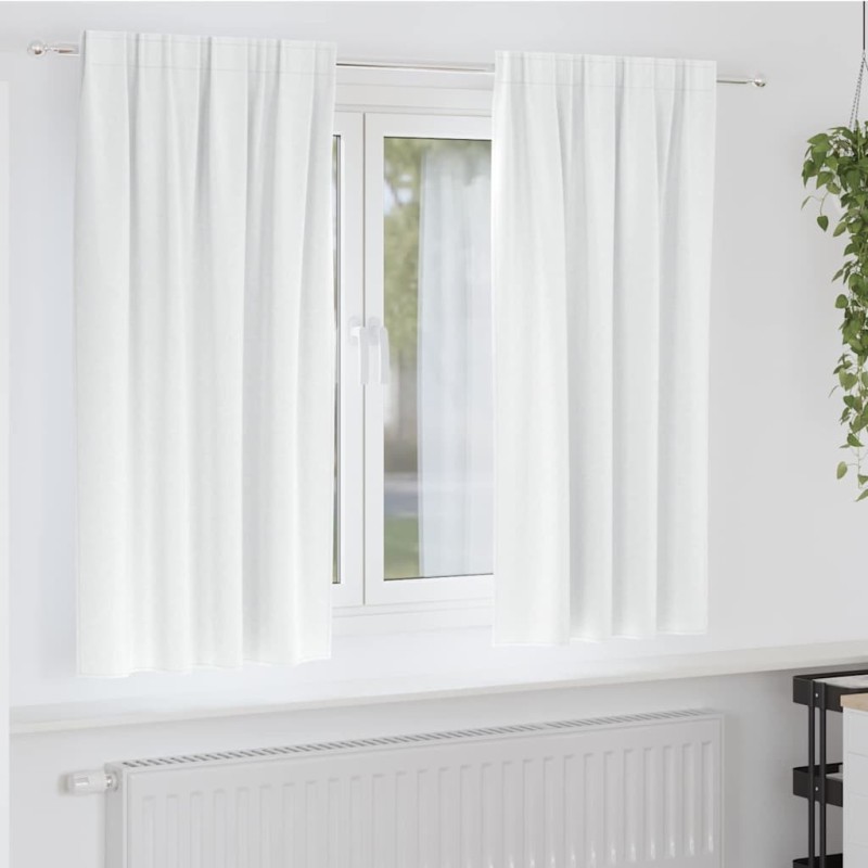 Rideaux occultants avec anneaux 2 pcs Blanc lumineux 558791558791